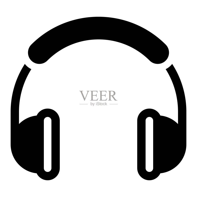 线条风格耳机图标。立体声耳机标志。音乐、多媒体插图,适用于完美的Web和移动插图。媒体开启,取消静音标志图标素材