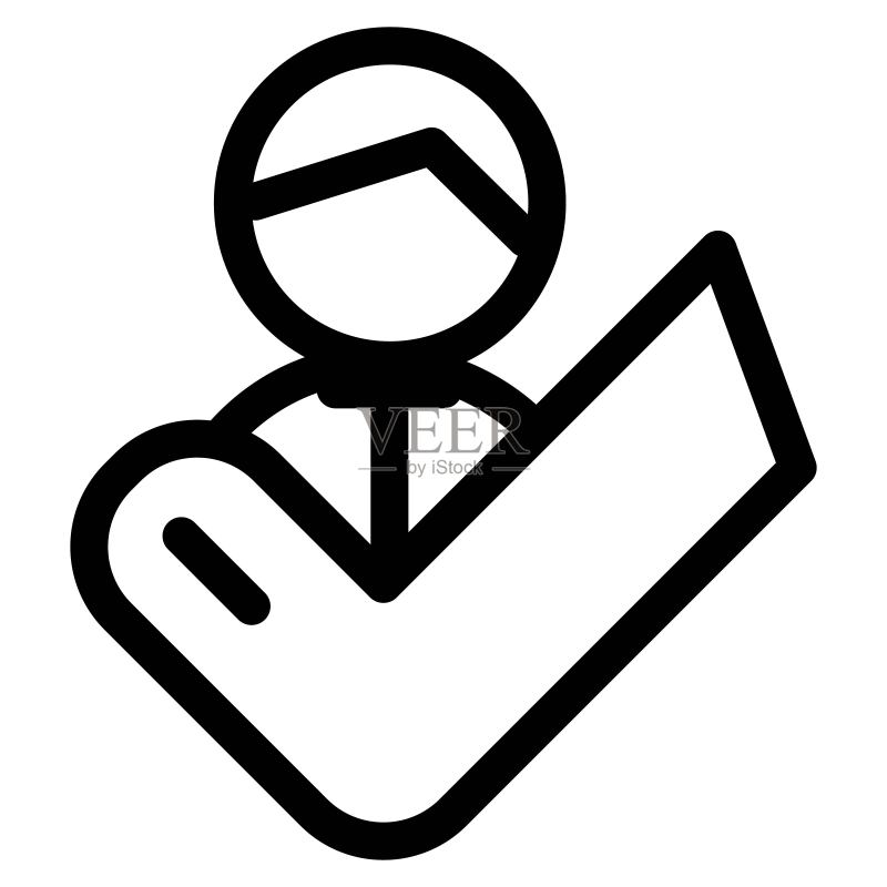 已验证的社交媒体用户帐户图标。已批准的好友请求标志。图标素材