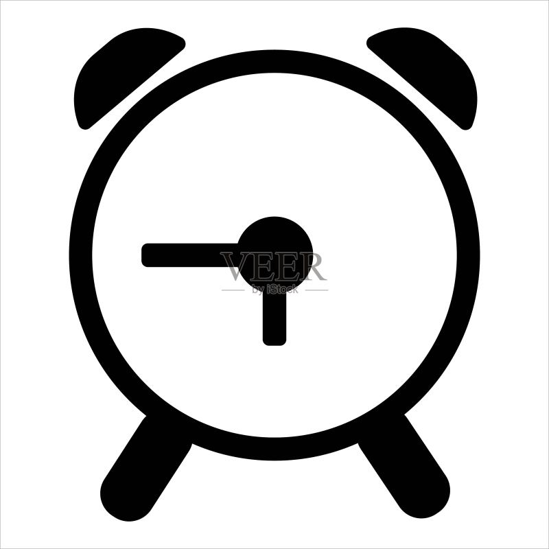 带闹钟响铃图标的桌面时钟。闹钟、提醒标志。定时器图标。现代网站的日程、截止日期业务概念图标素材
