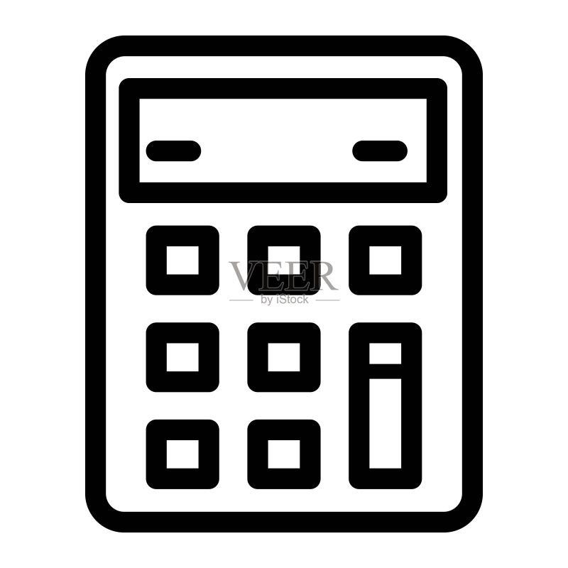 计算器图标插画:会计、商业、预算计算、财务符号。科学计算器、数学设备图标。图标素材