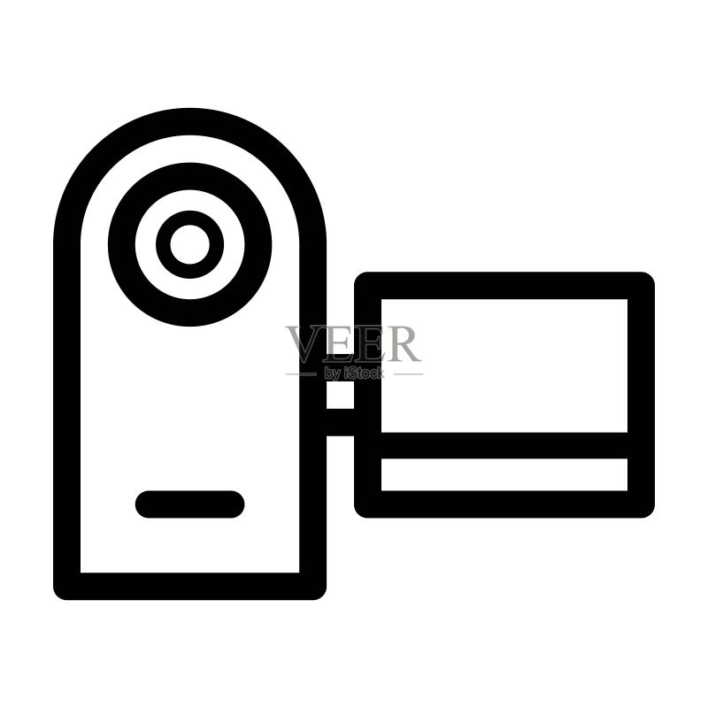 摄像机图标图示。完美的移动和Web应用程序UI设计的视频录制标志。图标素材