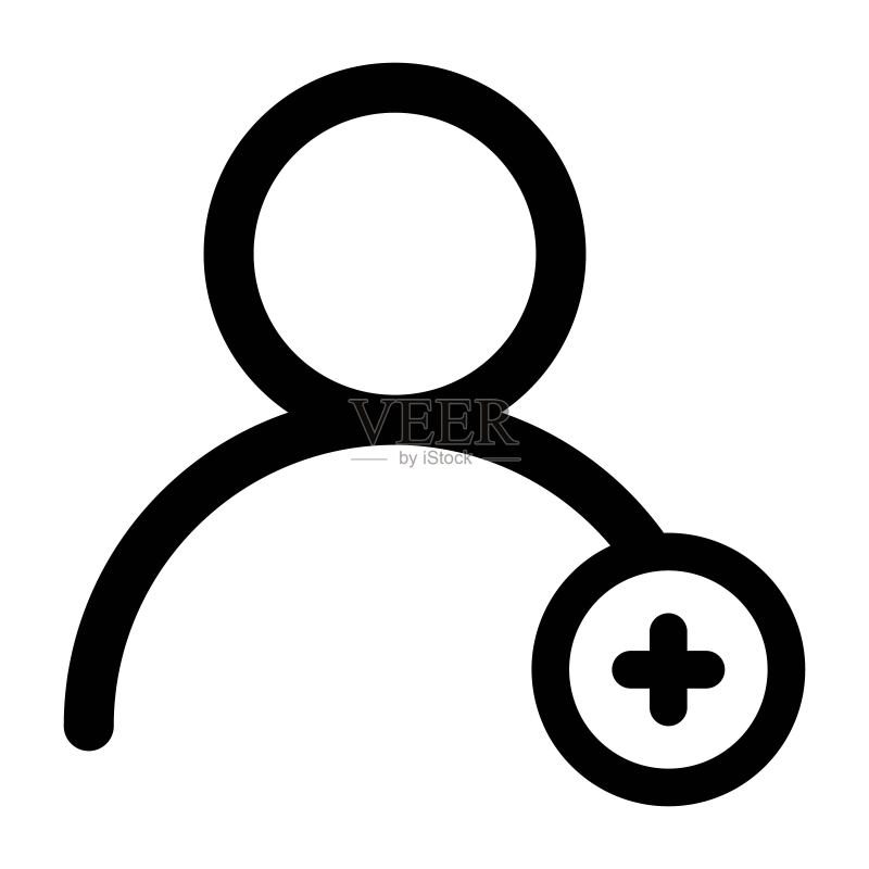 添加新用户帐户或好友图标(线条风格),适用于网页和移动应用图标素材