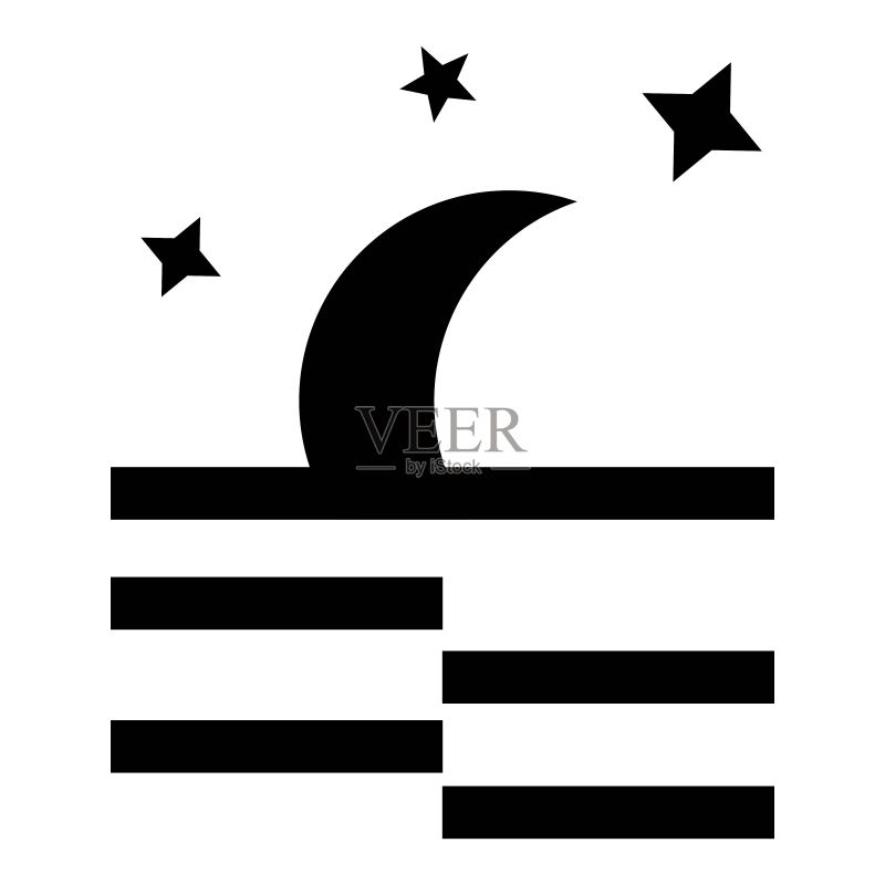 天空中的月亮和星星图标插图。夜晚标志。图标素材