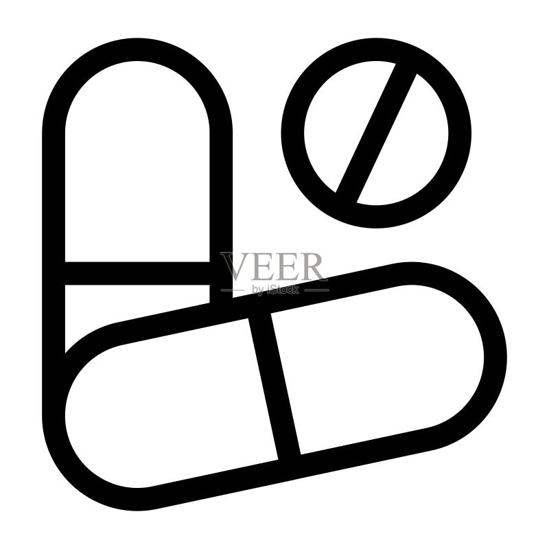 药丸图标:药物胶囊标志,用于网页和移动医疗保健图标素材