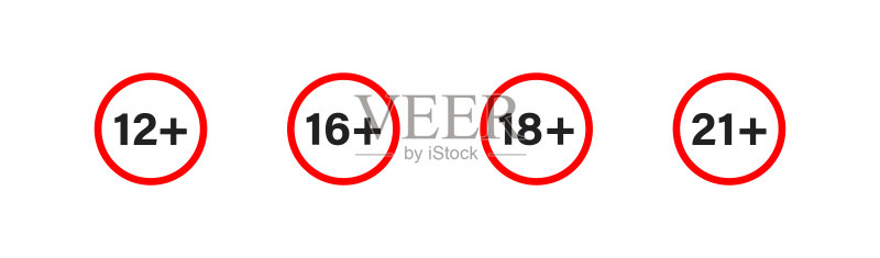 年龄分级设置图标。年龄限制独立矢量图图标素材