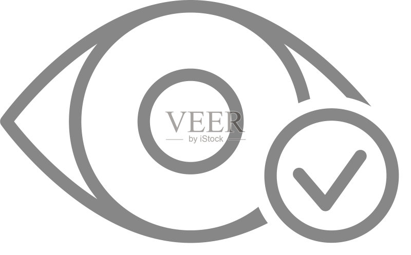 带勾选标记的人眼线条图标,代表健康图标素材