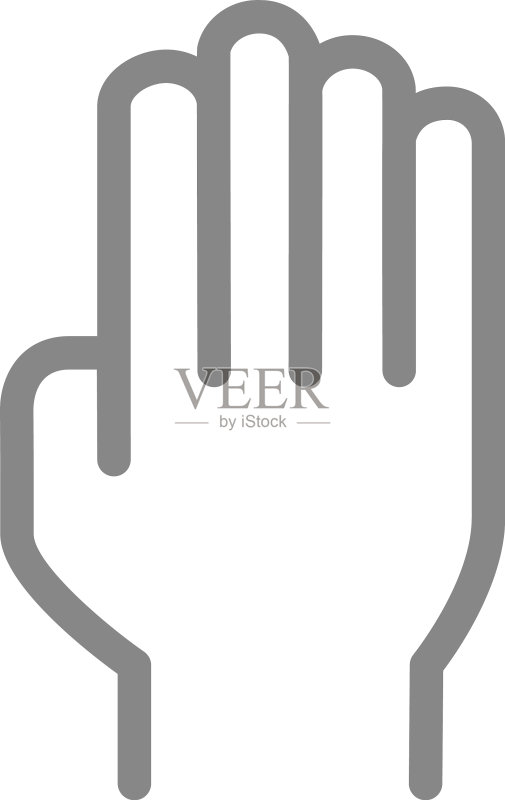 手部线条图标:张开的手掌姿势符号图标素材