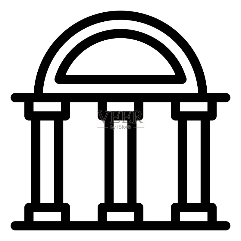 柱子结构图标,希腊建筑符号插画图标素材