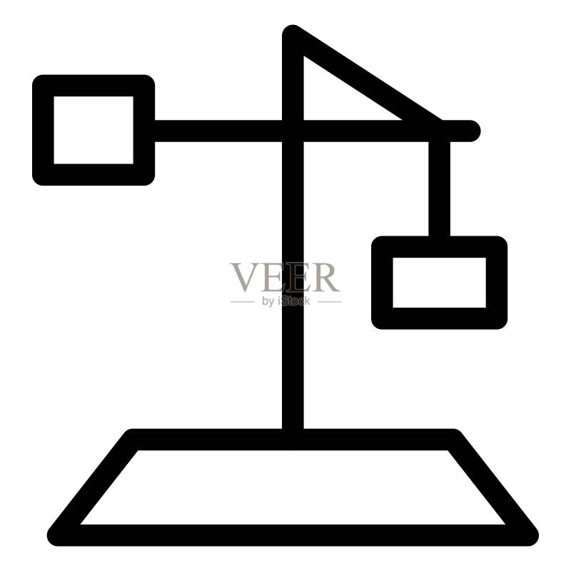 线条风格的塔式起重机图标,建筑重型起重机标志图标素材