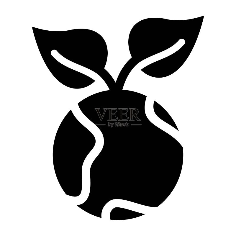 扁平风格的绿色地球图标:行星生态标志,全球变暖概念图标素材