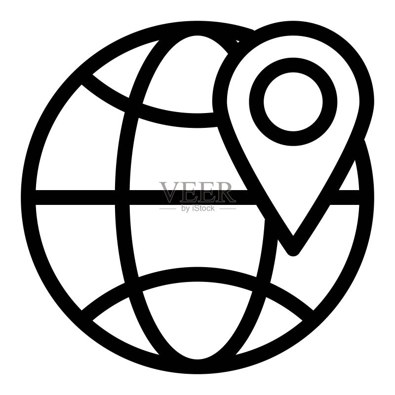 全球定位图标,地球上的地图图钉图标素材