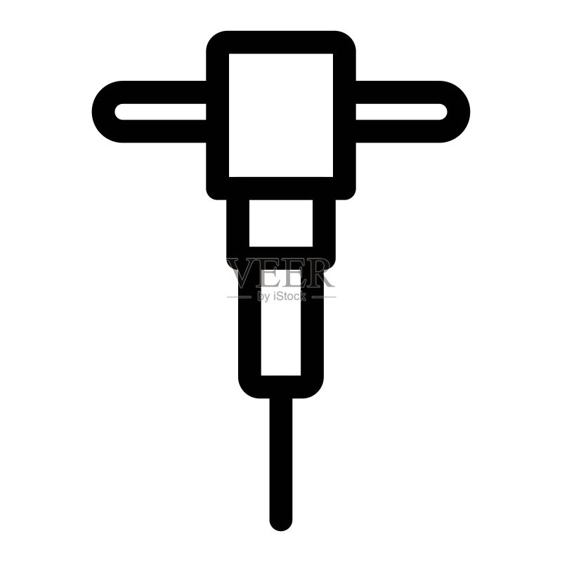 钻孔机图标。钻孔工具符号。手持钻孔工具图标素材
