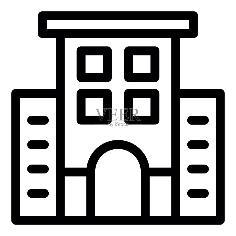 建筑图标:商务办公楼、豪华公寓和住宅标志、酒店符号图标素材