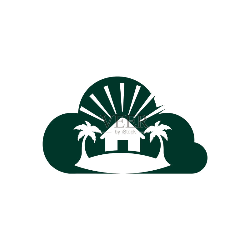 海滩别墅Logo设计图标素材