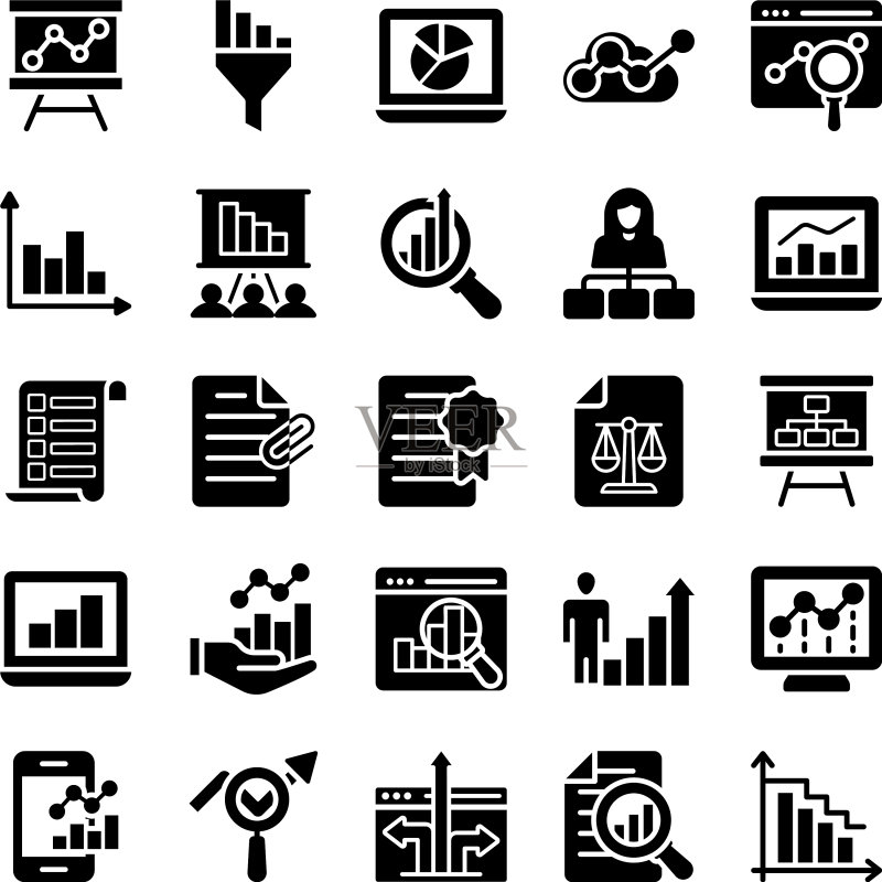 图表分析标志字形图标集图标素材