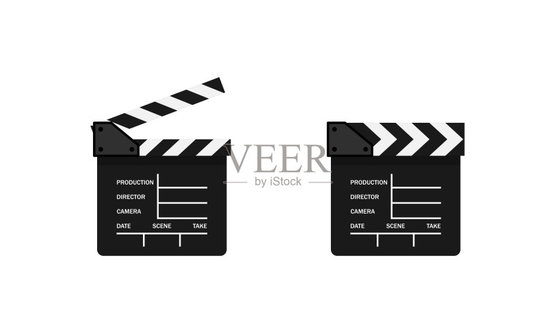 电影场记板图标,电影制作,电影摄影,矢量EPS 10,白色背景上隔离图标素材