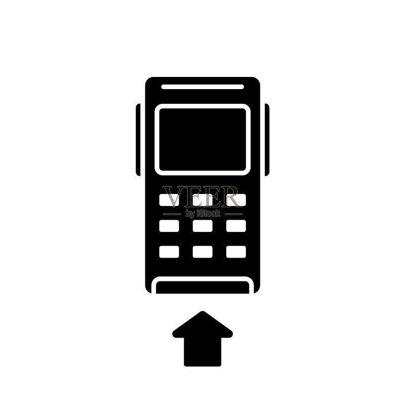 信用卡终端轮廓剪影图标素材