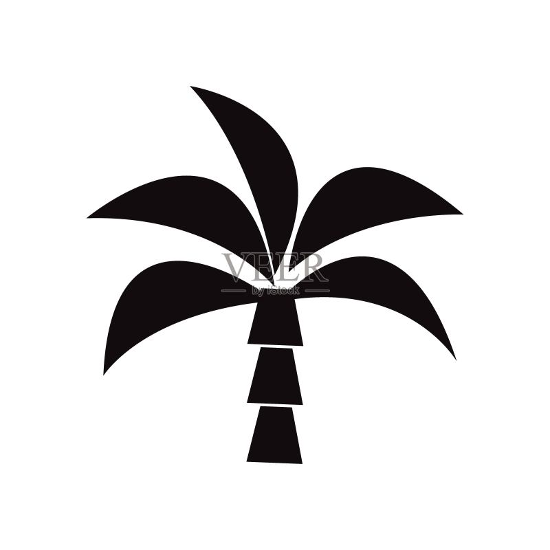 白色背景上的棕榈树或椰子树线条图标图标素材