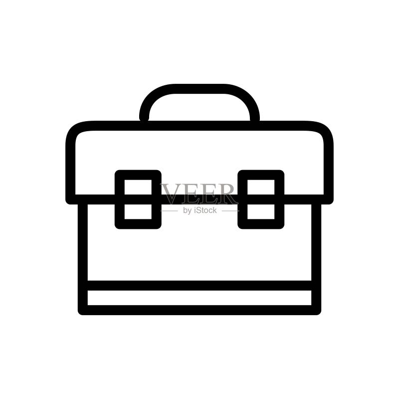 白色背景上的公文包线性图标插图商务包标志图标素材