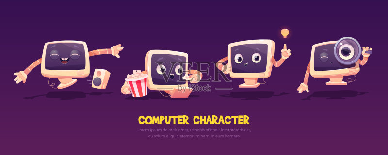 卡通电脑角色可爱PC桌面图标素材