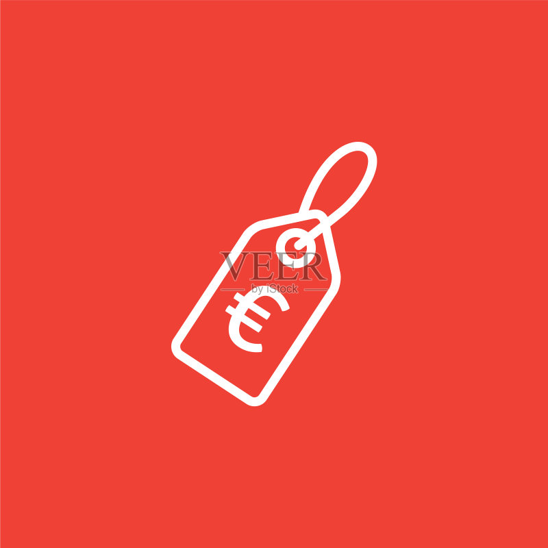 红色背景上的标签线条图标图标素材