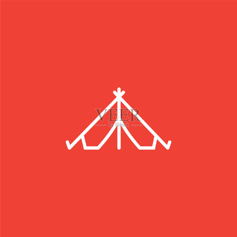 红色背景帐篷线性图标图标素材