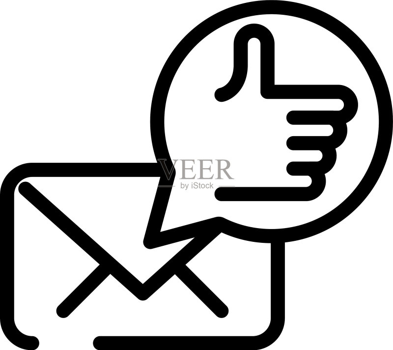 带点赞手的社交媒体营销信封图标素材