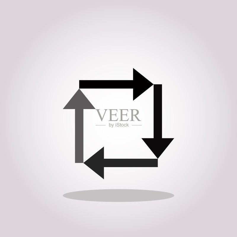 白色背景上的四个循环箭头图表图标素材