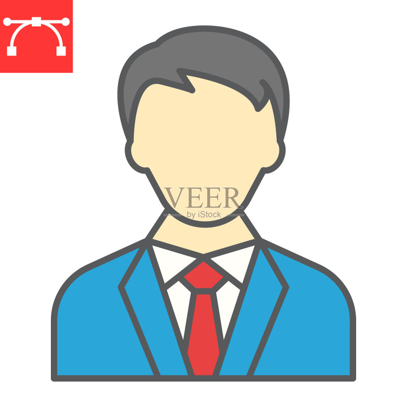 主席彩色线条图标,选举和用户,经理标志矢量图形,可编辑笔触填充轮廓图标,eps 10。图标素材
