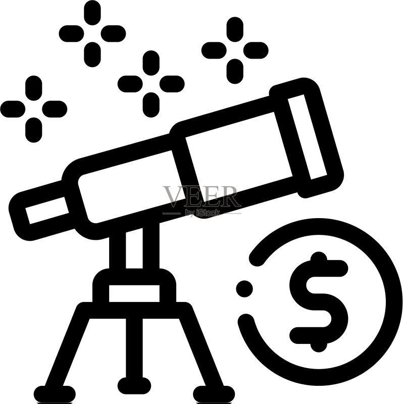 看望远镜金钱图标轮廓图标素材