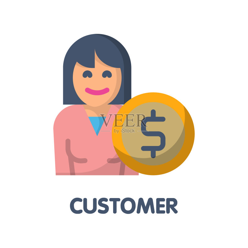 扁平风格的女孩客服图标设计图标素材