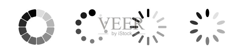 加载图标合集:加载预加载器进度下载栏互联网设计符号扁平图标图标素材