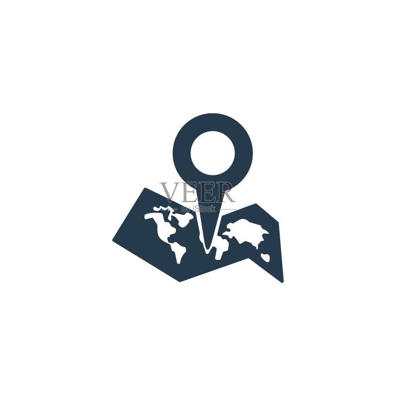 地图上的地图定位图标:位置标记符号,GPS导航图标,适用于移动和网页设计图标素材
