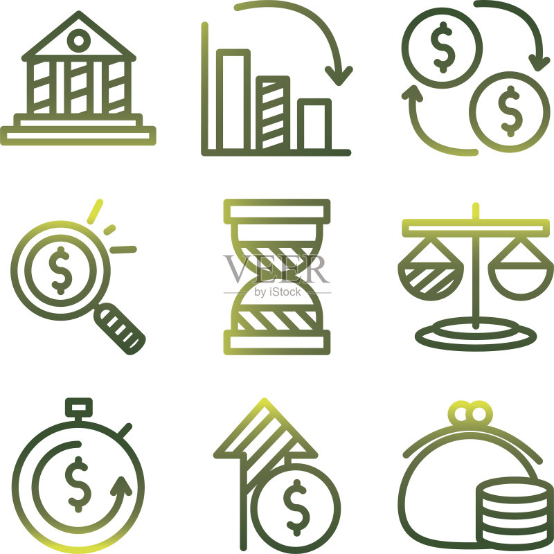 经济与金融渐变风格图标集图标素材