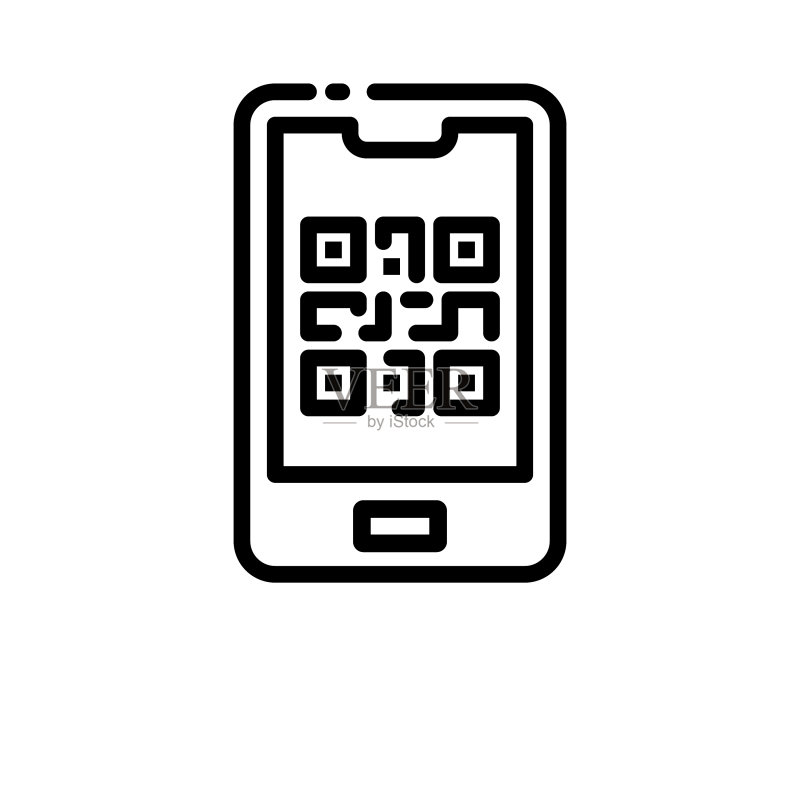 白色背景上的二维码轮廓风格图标设计图标素材