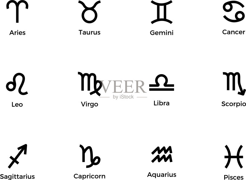 十二星座轮廓图标占星术合集图标素材