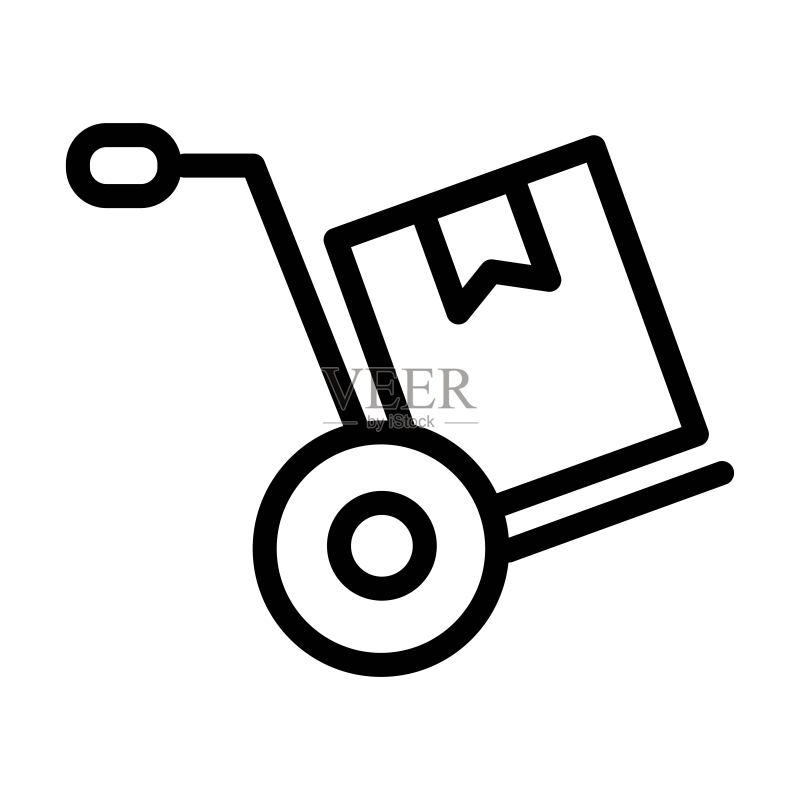 货物手推车:扁平图标设计,运输符号图标素材