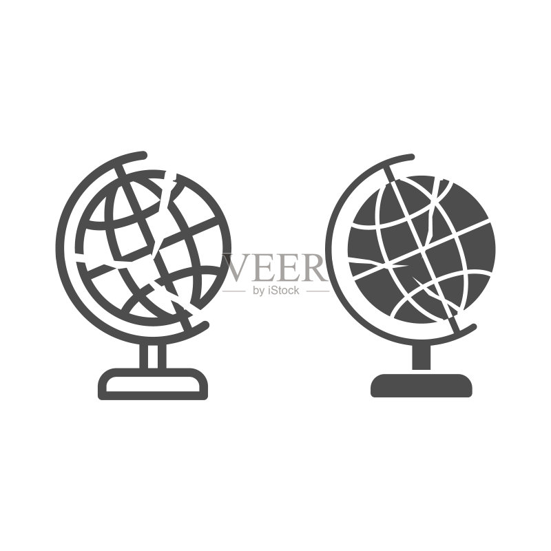 全球经济危机:裂纹地球金融制裁概念图标图标素材
