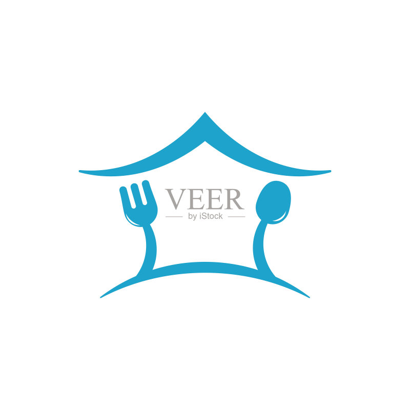 家居餐馆的勺子和叉子简约标志图标素材