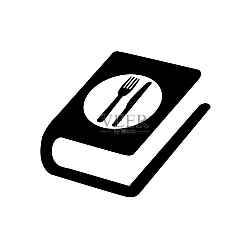 白色背景上的食谱书图标和标志图标素材