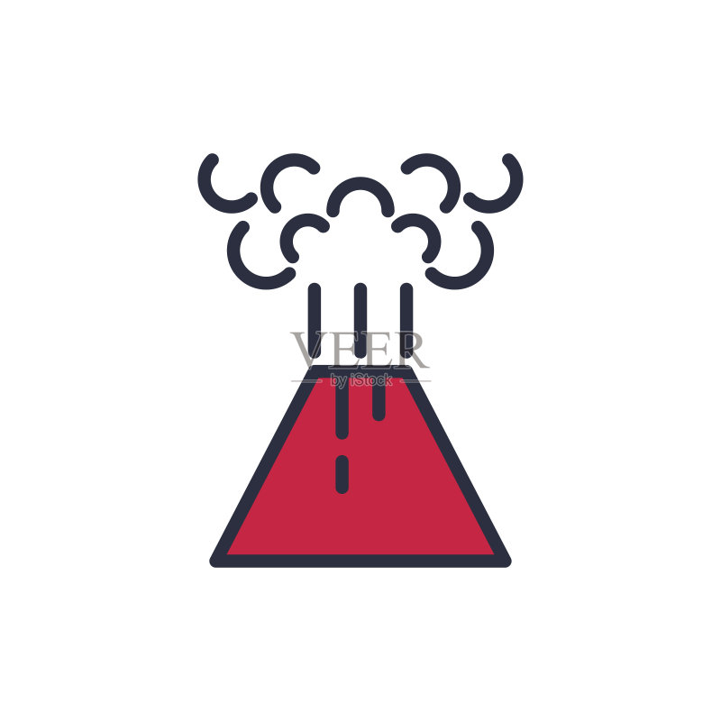 火山喷发矢量图标,白色背景图标素材