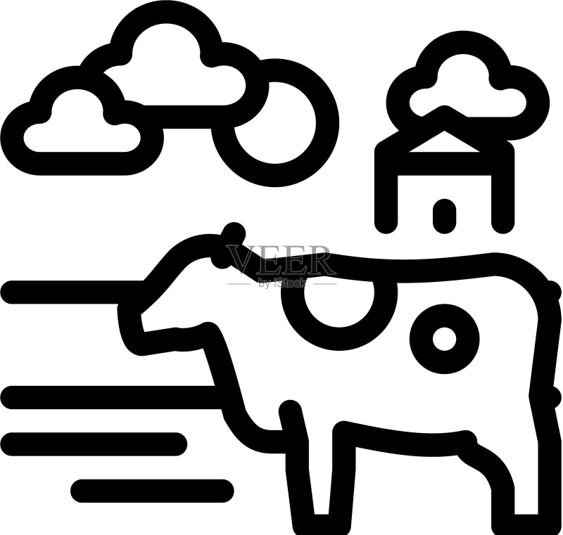村庄花斑奶牛轮廓图标图标素材