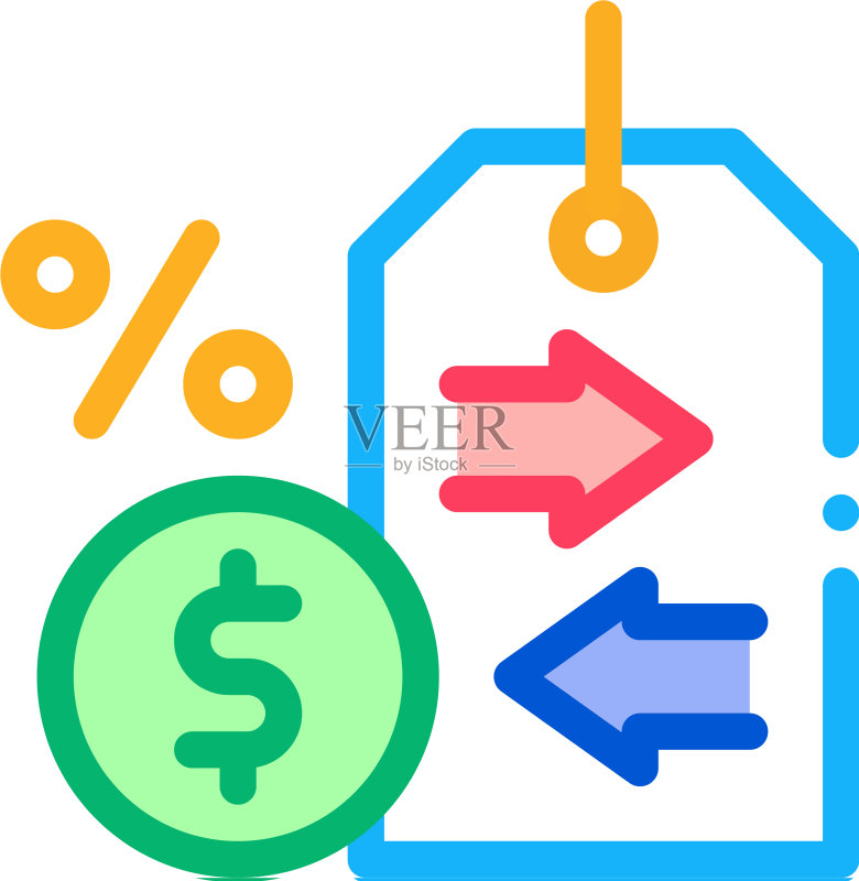 现金利息价格标签图标轮廓图标素材