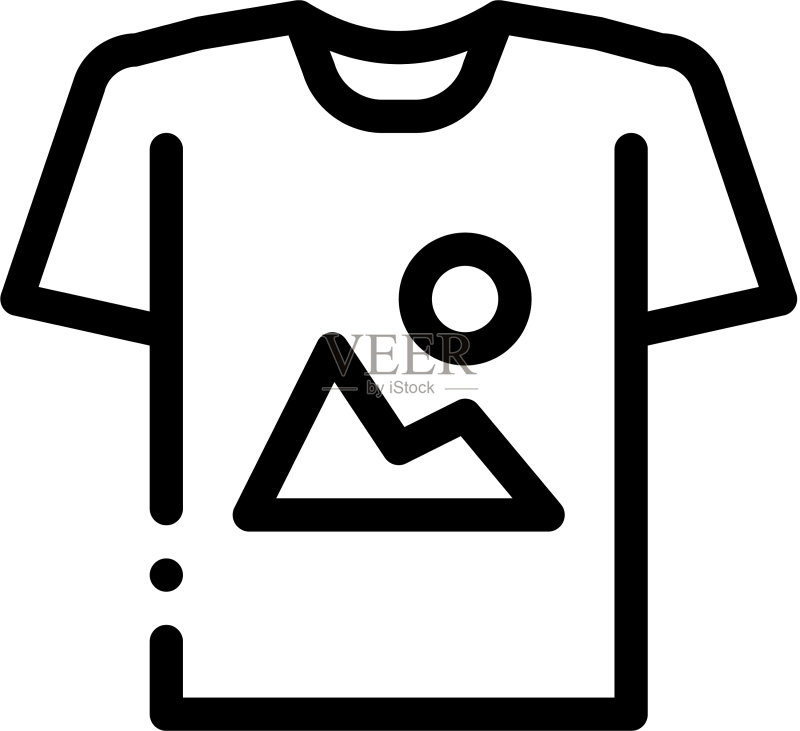 彩色印花T恤图标轮廓图标素材