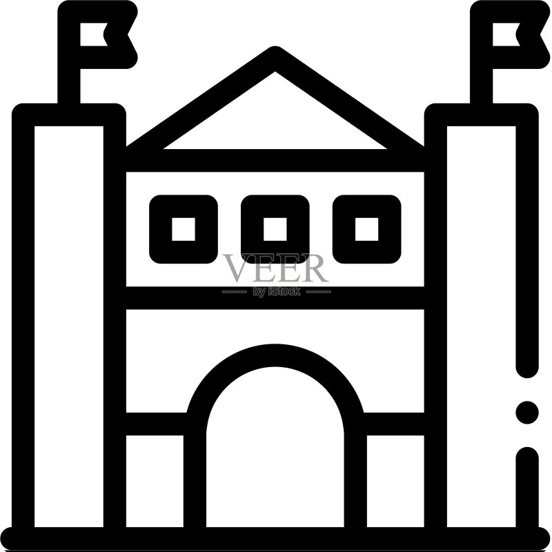 城堡游乐园轮廓图标图标素材