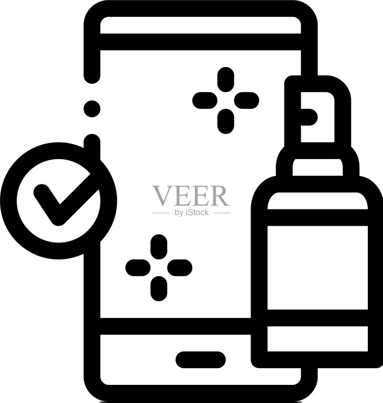 消毒手机图标轮廓图标素材