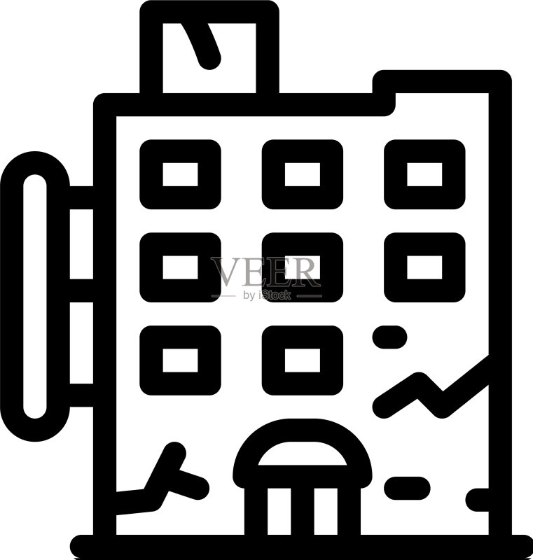 住宅建筑裂缝图标轮廓图标素材