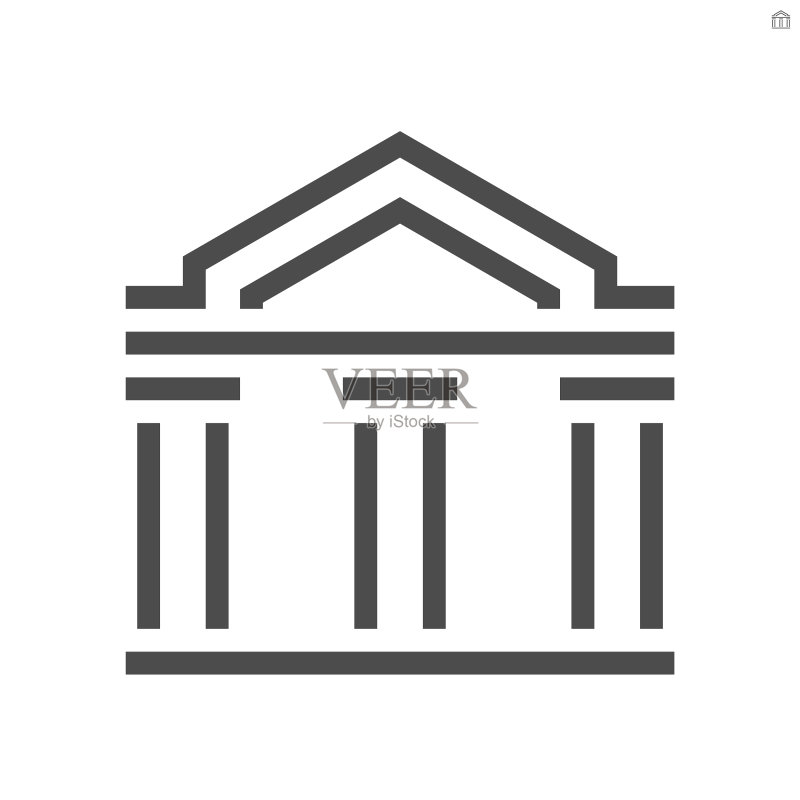 白色背景上的剧院建筑图标设计图标素材