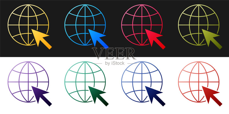 访问Web图标,地球和光标,网站象形图,万维网符号矢量图图标素材