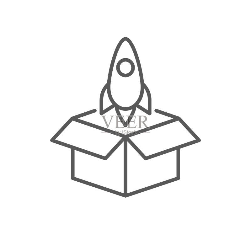 产品发布概念线性图标,可用于Web和移动UI/UX图标素材